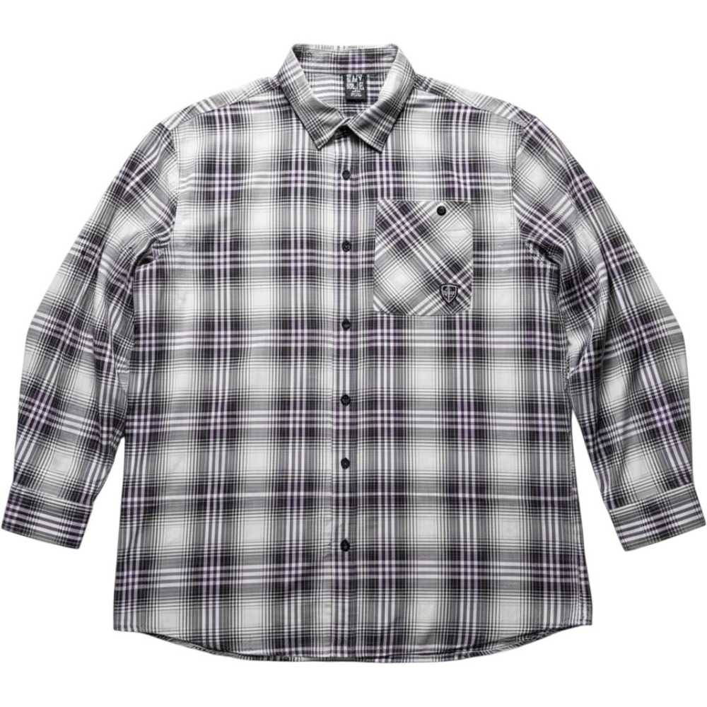 Enyce Shirt Mens 3XL Purple Plaid Long Sleeve Button-Up Embroidered Casual